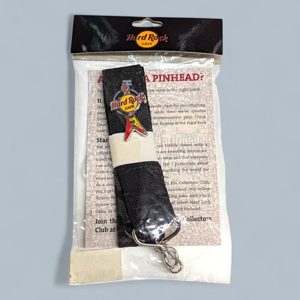 Hard Rock Pin 2006 Start Me Up Mini CD Lanyard & V Shaped Electric Guitar Pin